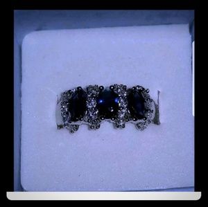 Silver and lab created blue and white Sapphires